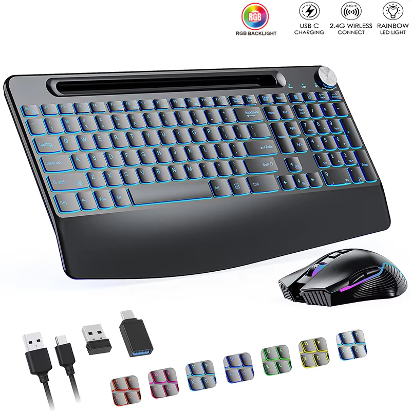 Gaming Keyboard Ergonomics - 2,4 G & Typ-C kabellose Tastatur-Maus-Kombination