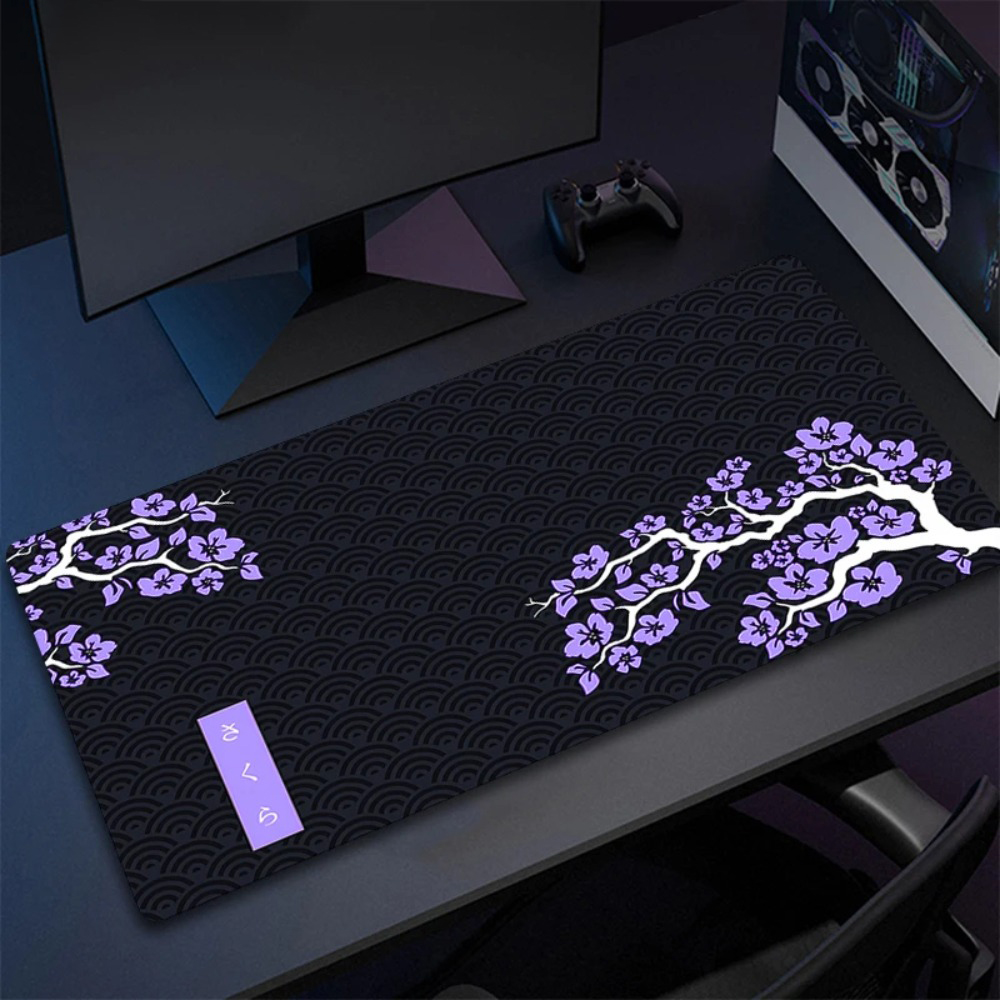 Keyboard Mouse Bundle Gaming - Lila Sakura-Mauspad, große Mauspads, PC-Gamer-Mauspad, Büro-Mausmatten,