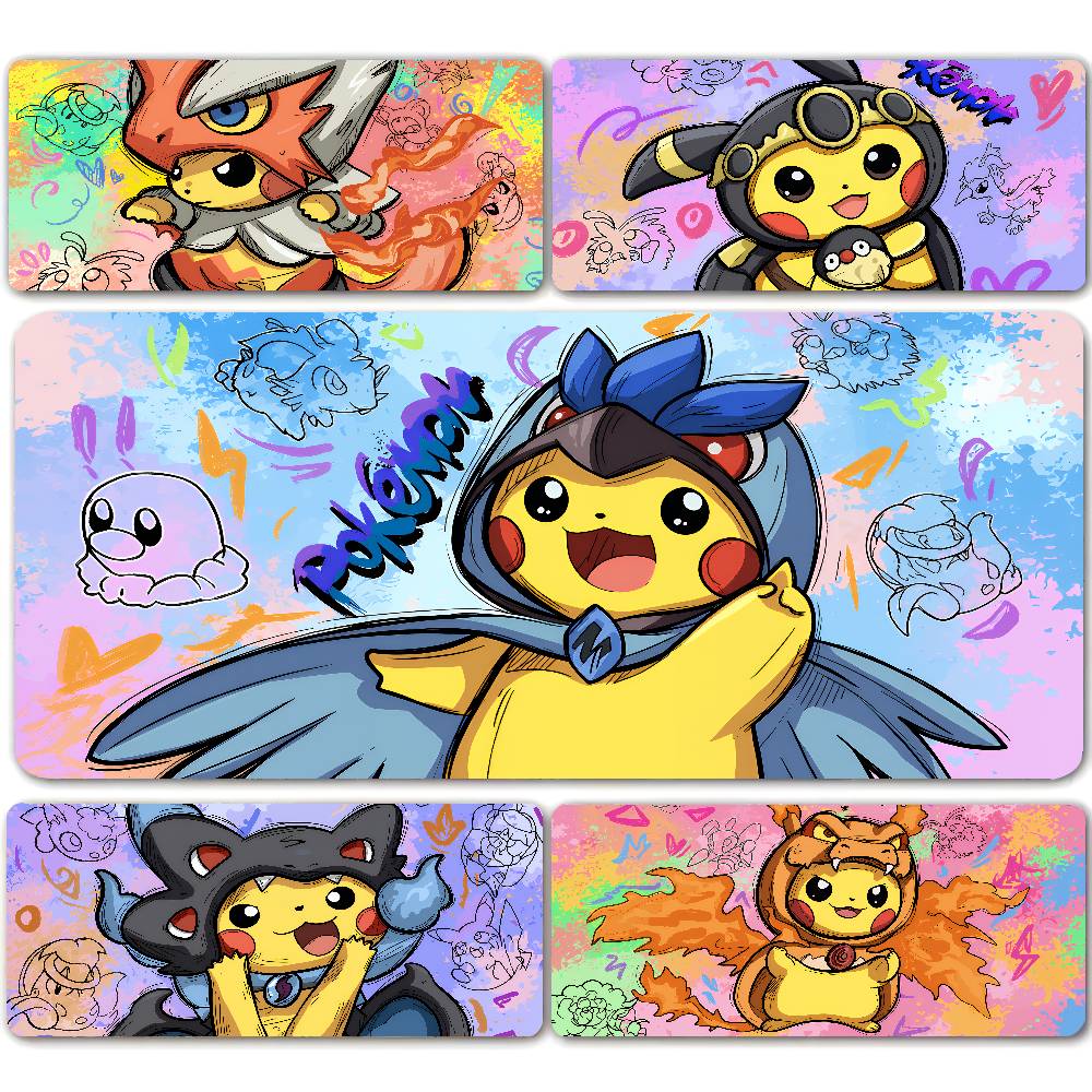 Gaming Keyboard Top - Mauspad, großes Gaming-Gummi-Schreibtischpad, Computer-Tastaturpad, P-Pokemon Pikachu,