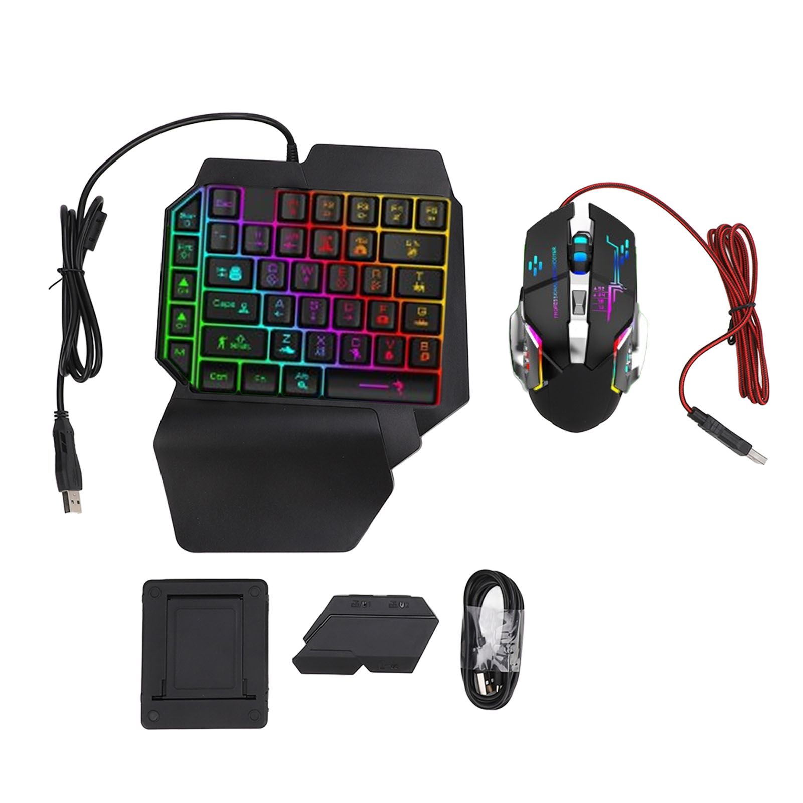 Gaming Keyboard Half - Tastatur-Maus-Konverter-Set, reaktionsschnelle Einhand-Tastatur-Maus-Kombination, 5 V, 2