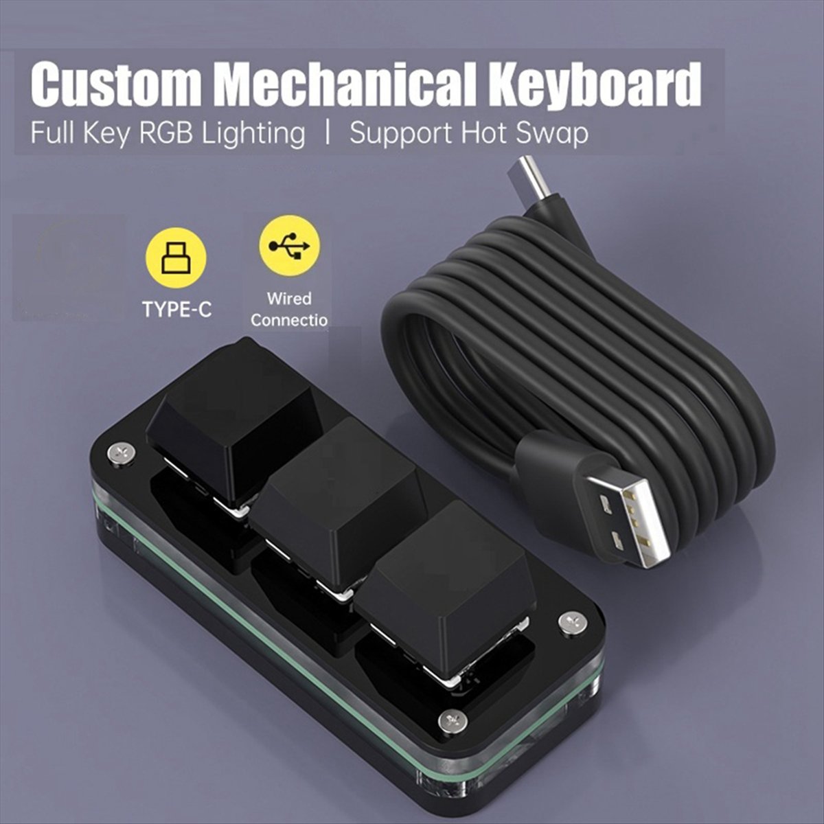 Keyboard Gaming Black - doyou 3-Tasten-Makro-Programmier-Minitastatur für Photoshop Gaming Hotswap-Programmier-Keypad