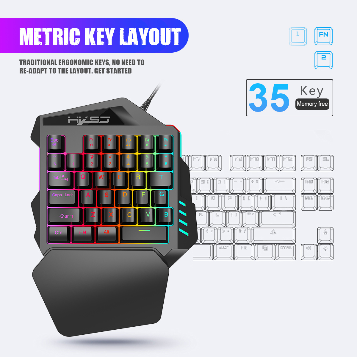 HXSJ V100 V100-2 35 Schlüssel  – Gaming Keyboard Half Bewertung und Preis