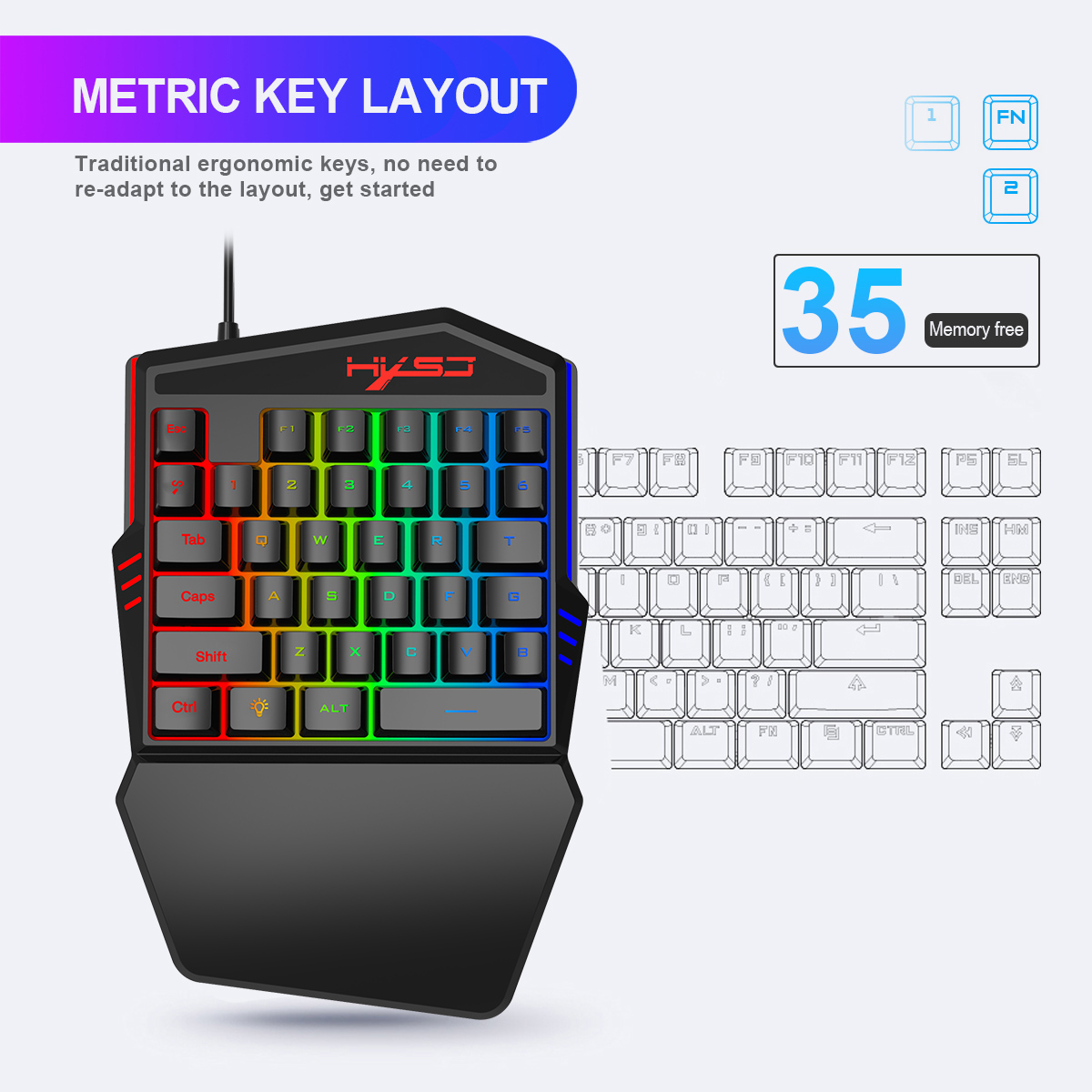 HXSJ V100 V100-2 35 Schlüssel  – Gaming Keyboard Half Bewertung und Preis