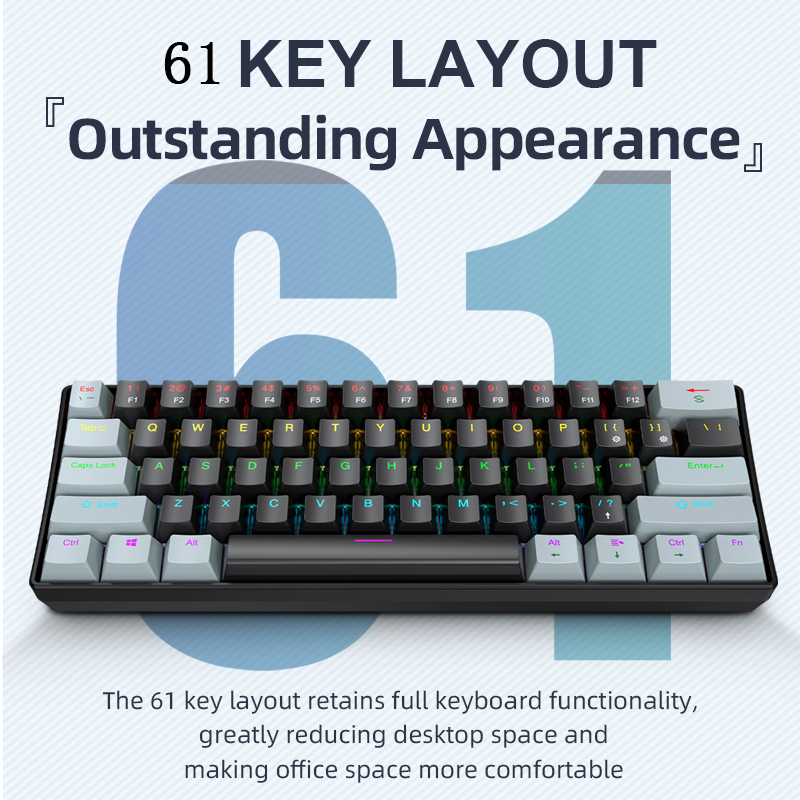 K61 Kabelgebundene Mechanische – Gaming Keyboard Half Bewertung und Preis